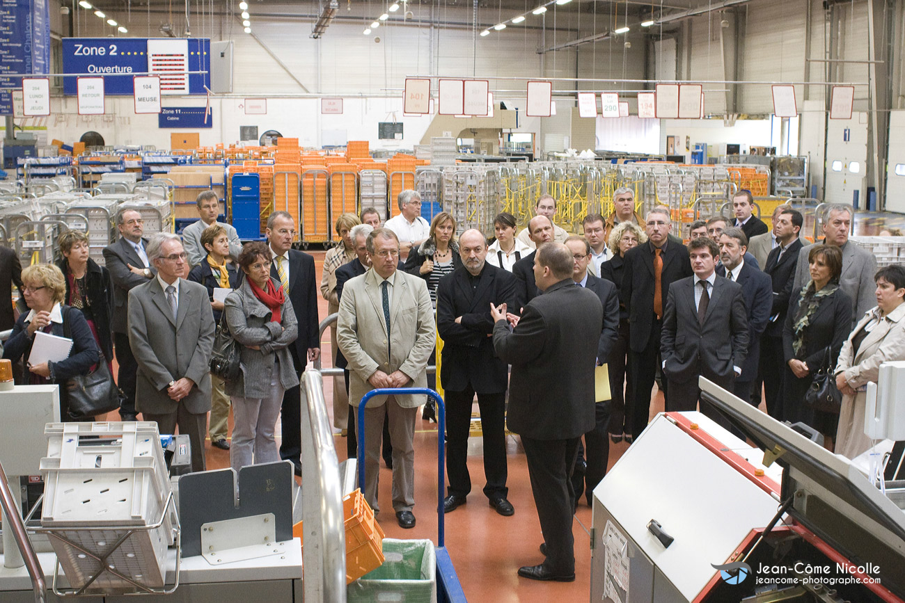 Reportage évènementiel inauguration centre de tri de La Poste, distribution de courrier