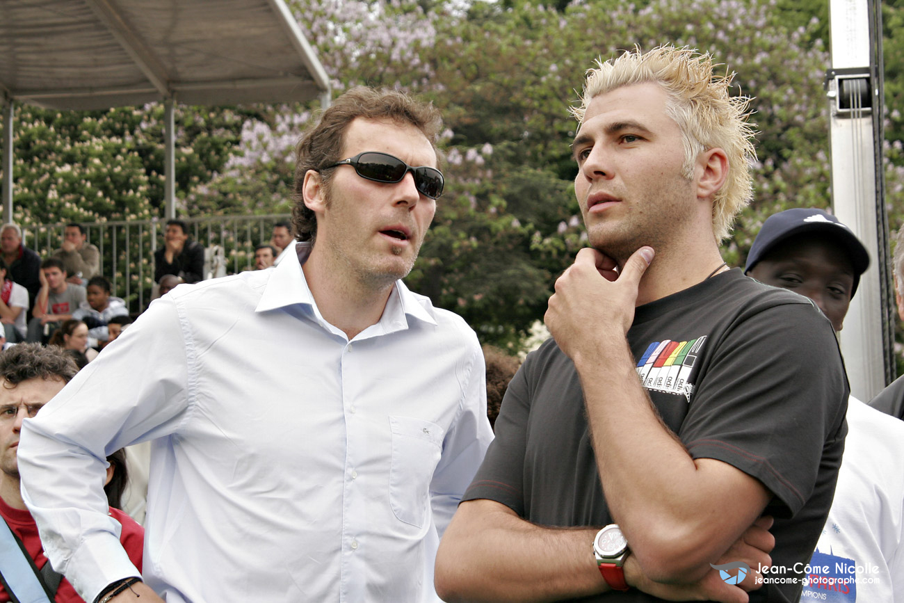 Reportage évènementiel à l'occasion de la finale de la coupe de l'UEFA pour le compte d'une filiale d'Adidas sur le Trocadéro avec la présence de Michel Blanc et de Boris Becker, Paris, IDF, France. 